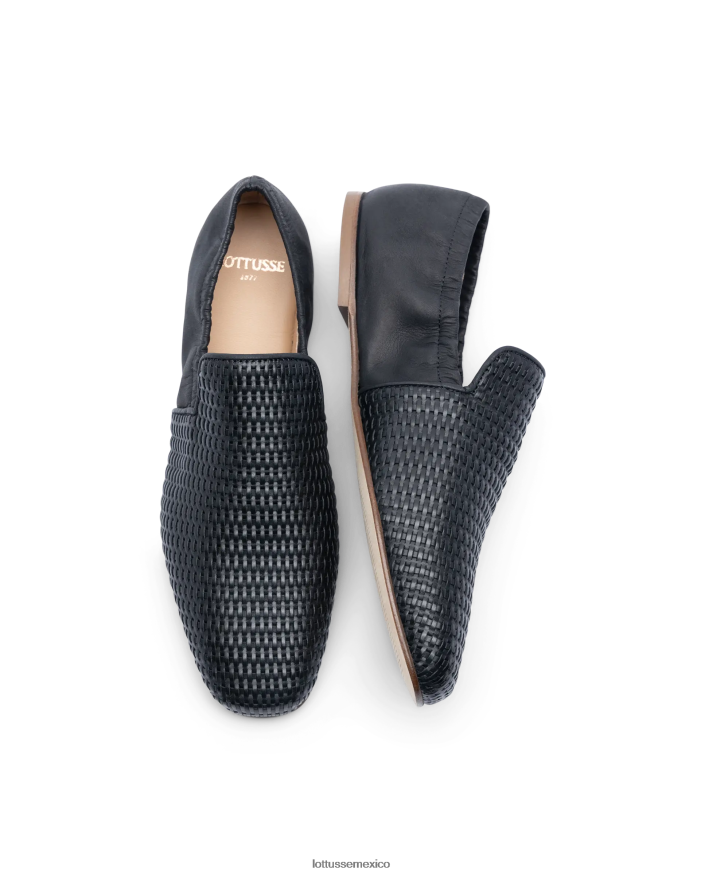 negro Lottusse mujer alpargatas goya de piel con malla de becerro PNBVJ0277