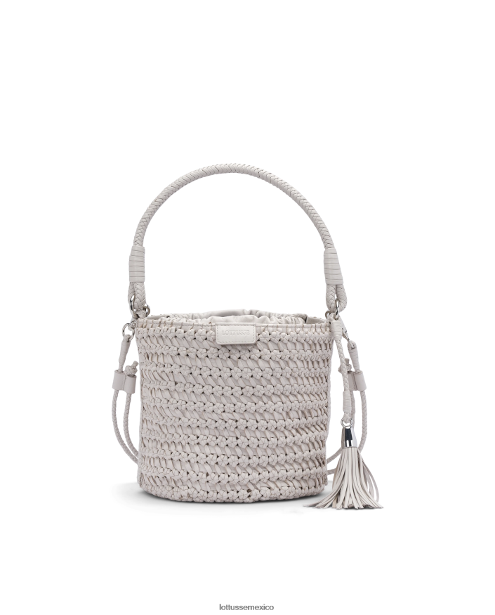blanco Lottusse unisexo noodbag bolso bombonera verde trenzado de cordero lavado PNBVJ0426