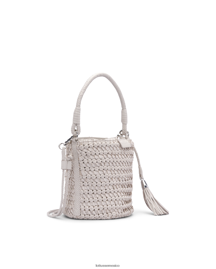 blanco Lottusse unisexo noodbag bolso bombonera verde trenzado de cordero lavado PNBVJ0426