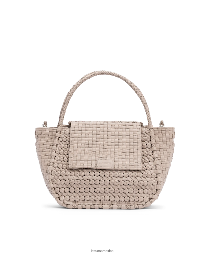 blanquecino Lottusse unisexo bolso noodbag con asa superior de cordero trenzado y lavado PNBVJ0425