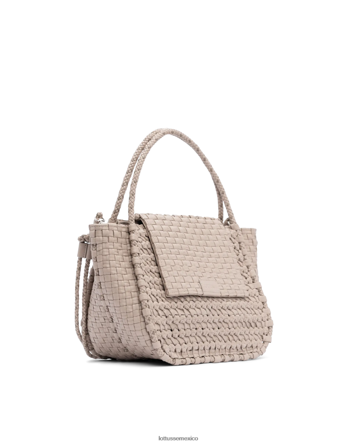 blanquecino Lottusse unisexo bolso noodbag con asa superior de cordero trenzado y lavado PNBVJ0425