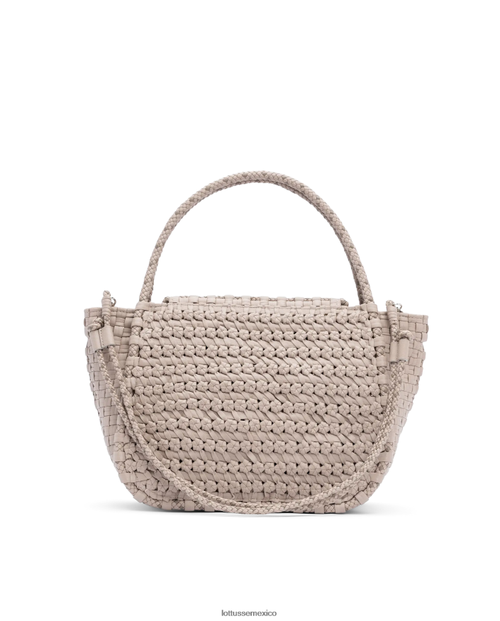 blanquecino Lottusse unisexo bolso noodbag con asa superior de cordero trenzado y lavado PNBVJ0425