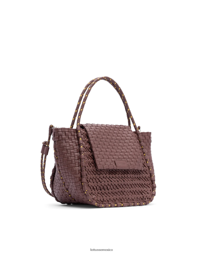 marrón Lottusse unisexo bolso noodbag con asa superior de cordero trenzado y lavado PNBVJ0423